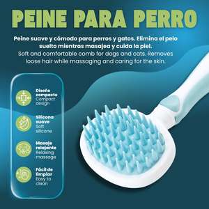 Pettine massaggiante in morbido silicone per cani e gatti, rosa, blu, verde, grigio, 19,5 cm x 9,2 cm - Product Image 3