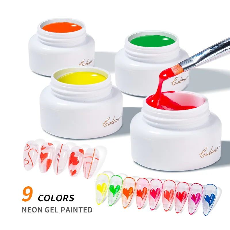 JTING neuer Trend voller Glanz 9 Farben Neon malerei Gel Nagellack OEM Nail Art Farbe Fluoreszenz Malerei Gel freies Design