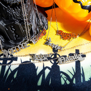 Collar con colgante de letras de acero inoxidable para Halloween, diseño alfanumérico en forma de U, cadena de clavícula a la moda para fiestas - Product Image 4