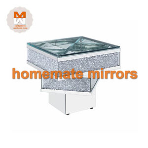 <span class=keywords><strong>Table</strong></span> d'appoint miroir classique populaire avec faux diamants écrasés - Product Image 3