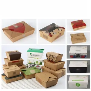 Vaisselle jetable Bento Lunch Sandwich Emballage à emporter rapide Boîte alimentaire en papier kraft brun pour salade