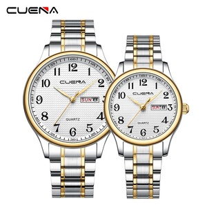 นาฬิกาคู่รัก Cuena 6103 รุ่นยอดนิยม หน้าปัดแสดงวันที่ ขนาด 43 มม. ตัวเรือนโลหะผสม สายสแตนเลส กันน้ำ 3BAR - Product Image 3