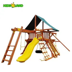 Outdoor Kids Wooden Play Swing Garden Playground Slide Swing Set for Children