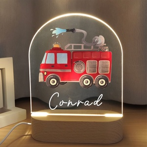 Veilleuse Monster Truck personnalisée, veilleuse camion de pompiers, cadeau pour bébé, lampe de nuit personnalisée avec nom, cadeau pour chambre d'enfant - Product Image 5