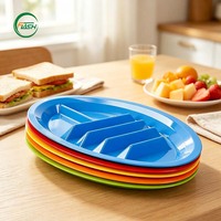 Nampan Taco Plastik 3 Slot 2 Area Saus Bebas BPA Food Grade PP Aman untuk Mesin Cuci Piring Aman untuk Microwave Dapat Ditumpuk Dapat Digunakan Kembali