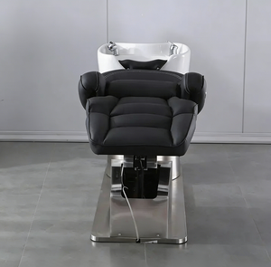 Lujosas lavacabezas de acero inoxidable de diseño moderno en blanco y sillas de peluquería con ángulo ajustable para lavado de cabello en oferta - Product Image 6