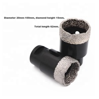 Scie cloche diamantée brasée sous vide TGS 5-130 mm, filetage M14, tige ronde, finition oxyde noir, pour carrelage en porcelaine, marbre, perceuse magnétique