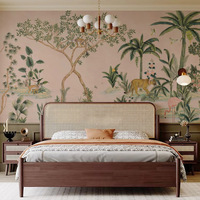 Papier peint non-tissé moderne européen-français, motif forêt et arbre rose, imperméable, pour usage domestique et commercial, garantie 1 an, effet peinture à l'huile