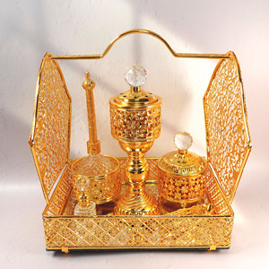 Luce di lusso in metallo Bakhoor arabo bruciatore di incenso Set decorazione per la casa soggiorno ornamenti vassoio specchio medio oriente bruciatore di incenso - Product Image 5