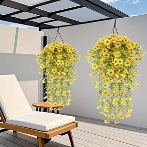Guirlande murale de fleurs artificielles Enyi, 76 cm, en plastique et soie, bouquet d'eucalyptus violet, décoration pour cour, intérieur et extérieur - Product Image 5
