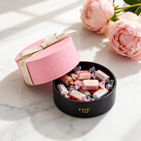 Boîtes d'emballage de luxe pour bonbons et cadeaux - Boîtes rigides de qualité alimentaire avec ruban et pelliculage mat - Boîte ronde pour bonbons et chocolats