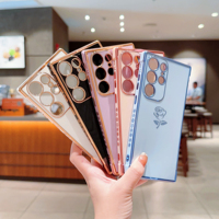 Coque de téléphone portable en TPU avec impression florale électro-plaquée de luxe à prix avantageux pour Samsung S22 S23 FE/ultra, coque de téléphone pour iPhone