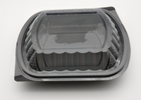 Boîte à lunch jetable en plastique noir de qualité supérieure, écologique, de qualité alimentaire, en PET, avec couvercle transparent, 2 compartiments