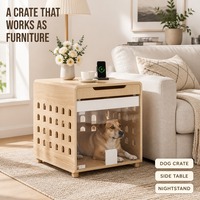 Cage à chien en bois et table d'appoint |   Maison pour animaux de compagnie avec porte rabattable |   Meubles pour animaux de compagnie en bois personnalisés OEM ODM
