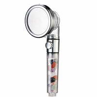 Pommeau de Douche Portable en Pierres de Cristal Naturelles, 3 Fonctions : Haute Pression, Économie d'Eau, Jet Massant et Pluie