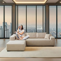 Ensemble de canapés en tissu velours de style nordique minimaliste italien moderne, lit capitonné avec rembourrage en mousse, villa, appartement - Vente directe d'usine