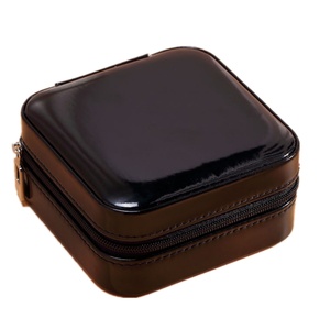 Portable Travel Jewelry Storage Box Handmade square Mini Jewelry Case in Pu Leather and Velvet with Custom Logo - Product Image 3