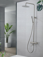 Ensemble de douche thermostatique pour salle de bain, système de douche, ensemble de robinetterie de douche carré avec pommeau de douche pluie