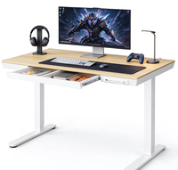Bureau électrique à 2 pieds en bois clair, réglable en hauteur pour le télétravail