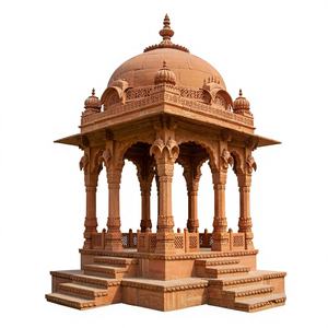 Pabellón Chatri de Arenisca Roja, Gazebo de Jardín Indio Tallado a Mano, Estructura Arquitectónica de Lujo para Paisajes - Product Image 2