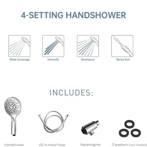 Soffione <span class=keywords><strong>doccia</strong></span> portatile in ABS di alta qualità con 3 modalità di spruzzo, aggancio magnetico, tubo da 60 pollici, Power Flush per case a bassa pressione - Product Image 5