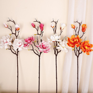 Fleurs artificielles de magnolia, branche unique, haute simulation, décorations intérieures pour mariage, en mousse et fil métallique - Product Image 3