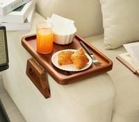 Faltbares Holz-Bambus-Sofatablett mit Clip-Design für Wohnzimmer Snacks Getränke Laptop & Fernbedienungshalter