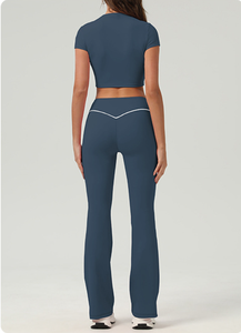 ชุดกีฬา2ชิ้นแขนสั้นระบายอากาศได้ดีชุดเล่นเทนนิสชุดออกกำลังกายเล่นกีฬาพลัสไซส์สำหรับผู้หญิง - Product Image 3