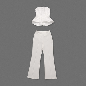 Traje de Pantalón Blanco sin Tirantes, Elegante y Casual para <span class=keywords><strong>Mujer</strong></span>, Combinado con Pantalones de Color Sólido, Ideal para Fiestas Formales de Noche - Product Image 4