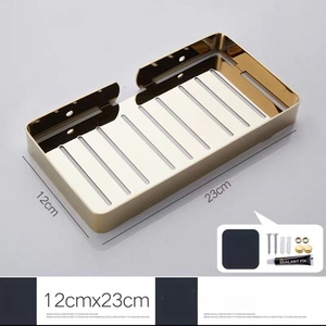 Porte-savon mural en acier inoxydable rectangulaire 9,5x13,5 cm, design minimaliste avec drainage automatique, finition polie pour salle de bain - Product Image 6