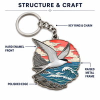 Porte-clés personnalisé en émail dur thème Océan Nord Atlantique, cadeau premium sur le thème de la faune marine, breloque souvenir en alliage de zinc représentant un pétomène, une baleine et une loutre