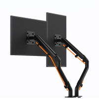 Support double pour écran LCD LED Support de bureau Ressort à gaz pour 2 écrans d'ordinateur jusqu'à 24 pouces-Bras d'écran