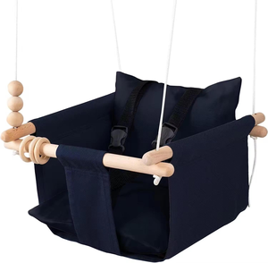 Columpio para bebé, silla colgante portátil para interiores y exteriores, lienzo de algodón y marco de madera de haya, <span class=keywords><strong>hamaca</strong></span> sensorial, asiento para niño y niña, juguetes de madera - Product Image 3