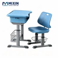 Prix d'usine – Mobilier de classe gris réglable – Bureau et chaise ergonomiques pour étudiants avec panier de rangement pour collèges et lycées
