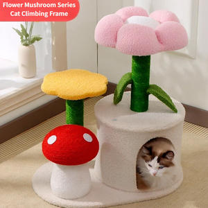 Fabrieksdirect Sisal Kattenklimrek in schattige stijl - Vier-seizoenen paddenstoelvormige krabpaal met springplatform, geïntegreerd voor katten - Product Image 1