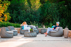 ที่กำหนดเองร้อนขายหรูหราลานกลางแจ้งโซฟาหวายสวนเฟอร์นิเจอร์ที่นั่งโซฟาชุดผู้ผลิต - Product Image 4