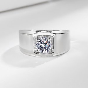 모조 Moissanite 신랑 남자의 반지 고급스러운 전체 지르콘 약혼 오픈 반지 남성용 스파클링 검지 반지 - Product Image 4