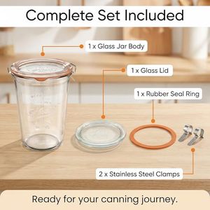 Bocaux de conservation en verre hermétiques à large ouverture de 27 oz avec couvercles en verre, joints en caoutchouc et pinces métalliques pour la fermentation, la mise en conserve et les aliments secs - Product Image 3