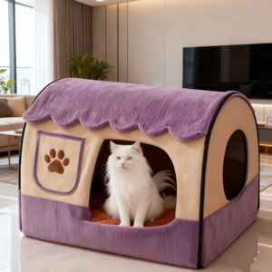 Luxuriöses Dreieckiges Donut-Hundebett Gemütliche Höhle Haustierhaus Weicher Kissenrand zur Angstlinderung Rutschfest für Wintergebrauch für Katzen und Kleine Hunde - Product Image 6