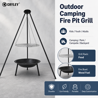 Support de cuisson extérieur pour brasero et grill suspendu sur trépied, pour camping, pique-nique, barbecue et fêtes en extérieur