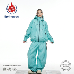Ensemble de combinaison de ski pour femme vert menthe personnalisé OEM, combinaison de ski imperméable pour femme, combinaison de neige ample, vêtements de ski et de neige en gros - Product Image 1