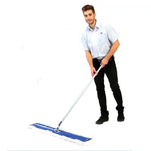 Hoge Kwaliteit Commerciële Industriële Nat En Droog Stofverwijdering Vloer Mop Floor Cleaning Platte Mop Indoor Schoonmaken Katoenen Draad Blauw