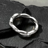 Bague d'éternité torsadée en moissanite ronde de 1,0 mm, couleur D, pureté VVS1, pour femme