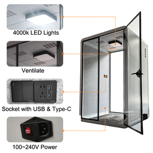 Modern Aluminum Portable Soundproof Office <b>Single</b> Person Modular Outdoor Home Living Room Packaging Separate Panels Flat - Product Image 5