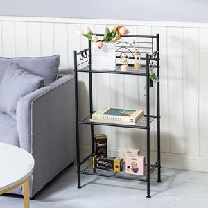 3-tier freestanding <b>metal</b> <b>shelf</b> storage <b>unit</b> for bathroom, laundry, kitchen, and office use. - Product Image 2