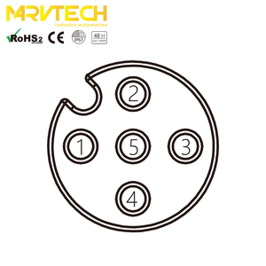 Conector de cable eléctrico Marvtech OEM hembra sin blindaje, ángulo de 5 pines M12, sobremoldeado, para Profinet, EtherCAT, PC industrial - Product Image 6