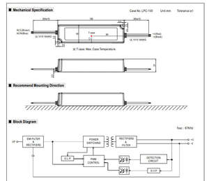 Meanwell LPC-100 Serie 100W <span class=keywords><strong>LED</strong></span>-voeding met enkele uitgang en <span class=keywords><strong>DALI</strong></span>-dimfunctie, 80%-89% efficiëntie voor <span class=keywords><strong>LED</strong></span>-verlichting - Product Image 6