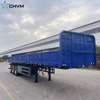 Usine chinoise de haute qualité 30 mètres cubes semi-remorque à plat en acier 50 tonnes remorque à benne basculante à paroi latérale à vendre