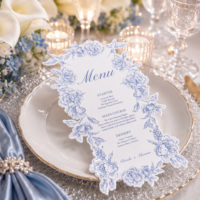 Carte de table et menu de mariage personnalisés en dentelle française découpée au laser, pour banquet en plein air, motif floral élégant, vente en gros