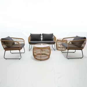 YOHO alta calidad moderno al aire libre jardín redondo ratán 4 Uds sofá conjunto con 5cm de espesor cojín moderno muebles de exterior - Product Image 4